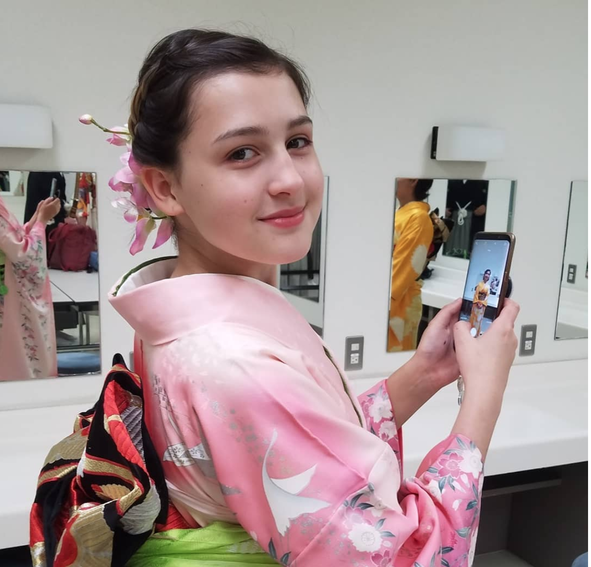 Learn about Japanese language and culture when you study abroad in Japan with The Experiment. Develop your skills through Japanese language immersion, exploring vibrant Tokyo neighborhoods, and living with a Japanese homestay family.  High school student in a kimono
